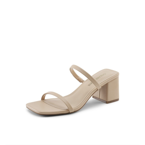 Dream Pair Shoes - Women's Chunky Block Low Heeled Sandals Two Strap Open Toe. SZ 8.5M
